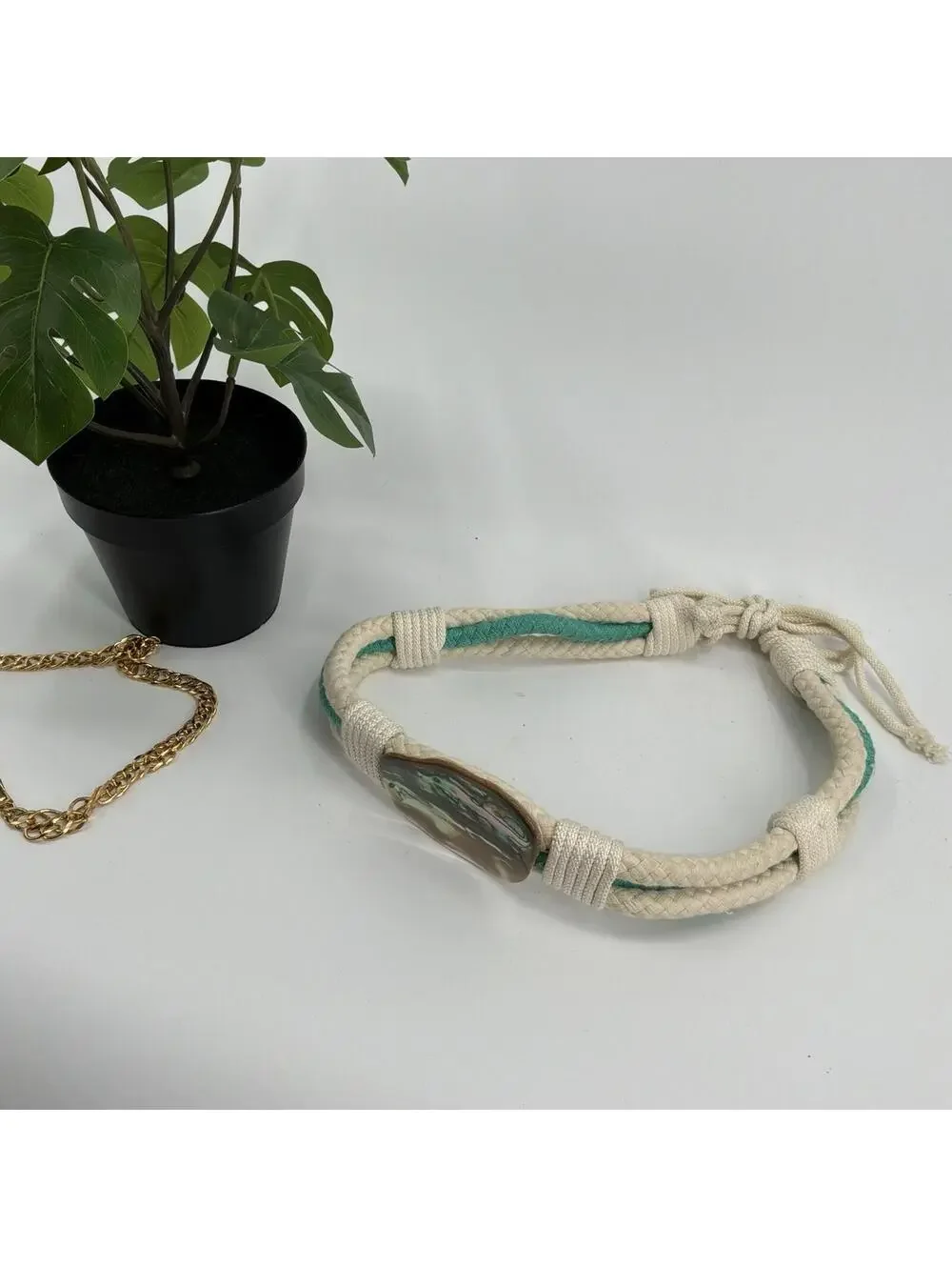 Abalone Shell Woven Rope Handmade Belt Coastal Mermaid Accessory